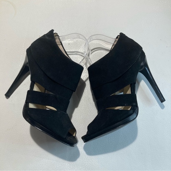 CALVIN KLEIN Sz 8.5 Patrish Peep Toe Cut Outs Heeled Suede Shooties Shoes - Picture 12 of 12